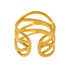 18K Gold-Plated Open Line Statement Ring