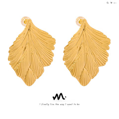 Textured Leaf Drop Earrings