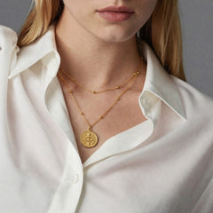 Layered Eye Coin Pendant Necklace