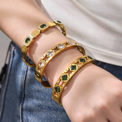 Faceted Accent and Cubic Zirconia Bangle Designs