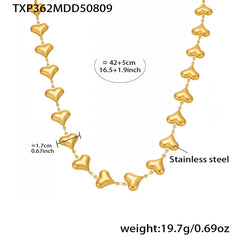 18K Gold-Plated Hollow Heart Link Necklace & Bracelet