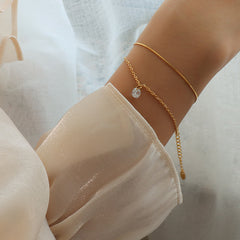 Gold-Tone Double-Layer Cubic Zirconia Bracelet