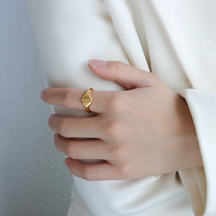 Gold-Tone Rose Signet Ring