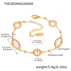Gold-Tone Faceted Glass Link Bracelet
