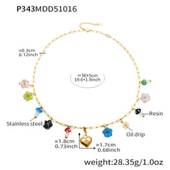 Gold-Tone Flower or Fruit Charm Necklace