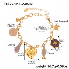 Enamel Heart Charm Necklace or Bracelet