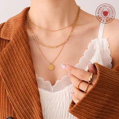 Gold-Tone Letter Coin Pendant Necklace