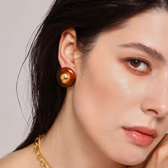 18K Gold-Plated Resin Dome Stud Earrings