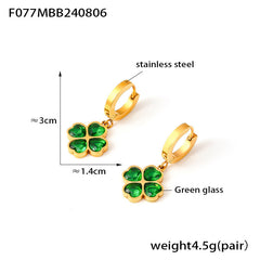 Emerald-Green Glass Clover Jewelry