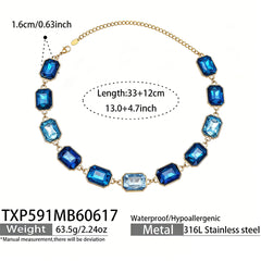 18K Gold-Plated Colored Glass Statement Jewelry