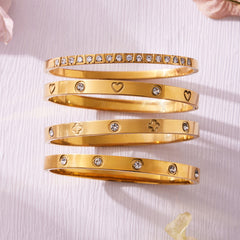 Cubic Zirconia Geometric Clasp Bangle Bracelets