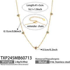 18K Gold-Plated Color Heart Cubic Zirconia Jewelry