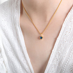 Square Cubic Zirconia or Glass Pendant Necklace