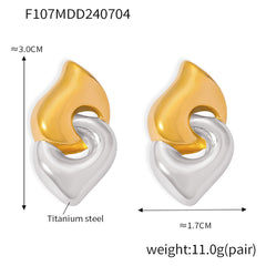 Two-Tone Sculptural Geometric Stud Earrings