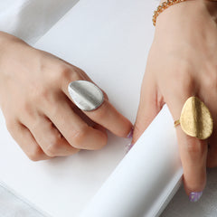 Brushed Sculptural Open Statement Ring
