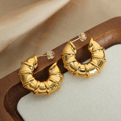Bamboo-Texture C-Hoop Earrings