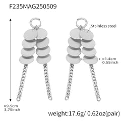 18K Gold-Plated Brushed Disc Chain Drop Earrings