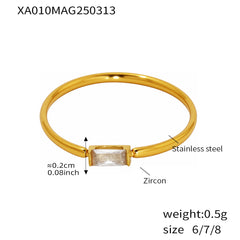 Gold-Tone Rectangular Cubic Zirconia Slim Ring