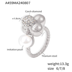 18K Gold-Plated Pearl-Look Cluster Ring