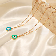 Color Enamel Evil Eye Pendant Necklace