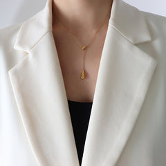 18K Gold-Plated Sliding Teardrop Y Necklace