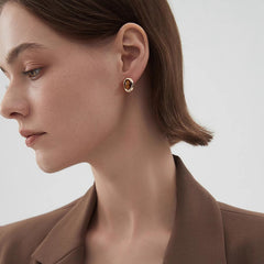 Camille Vintage-Inspired Tiger-Eye Stud Earrings