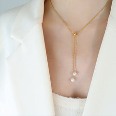 Pearl-Look Vertical Drop Necklace or Bracelet