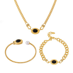 18K Gold-Plated Black Agate Jewelry