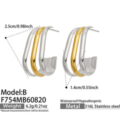 18K Gold-Plated Triple-Line Hoop Earrings