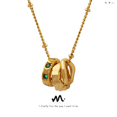 Gold-Tone Interlocking Ring Pendant Necklace