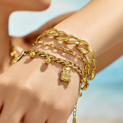 Bear Charm and Oval Link Bracelet Designs