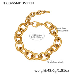 18K Gold-Plated Rounded-Link Necklace & Bracelet