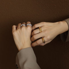 Gold-Tone and Silver-Tone Ribbed Dome Ring