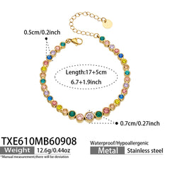 Color Cubic Zirconia Necklace Bracelet and Earrings