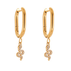 18K Gold-Plated Cubic Zirconia Charm Hoop Designs