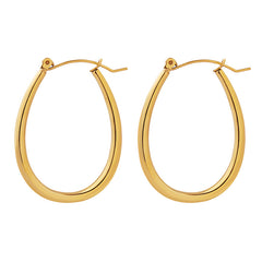 18K Gold-Plated Oval Hoop Earrings