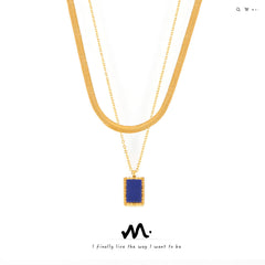 18K Gold-Plated Lapis Lazuli Pendant and Layering Chain