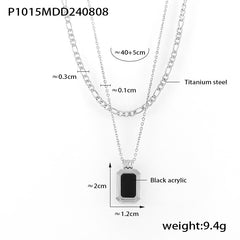 Layered Acrylic Tag Pendant Necklace