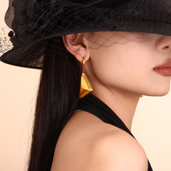Gold-Tone Sculptural Triangle Drop Earrings