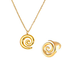 Spiral Pendant Necklace & Open Ring