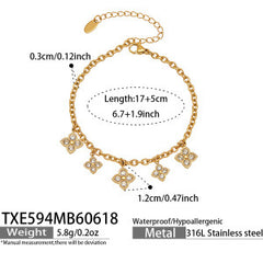 18K Gold-Plated Floral and Heart Cubic Zirconia Jewelry