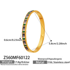 Square Cubic Zirconia Channel Bangle Bracelet