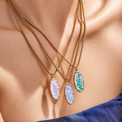 18K Gold-Plated Floral Enamel Pendant Necklace