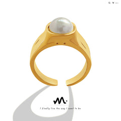 18K Gold-Plated Pearl-Look Open Ring