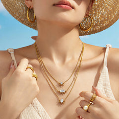 Gold-Tone Cubic Zirconia Drop Pendant Necklaces