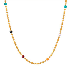 Gold-Tone Colorful Bead Chain Necklace