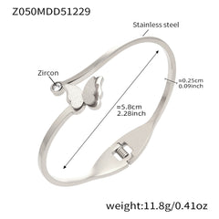 Floral & Butterfly Stainless Steel Bangle Bracelets