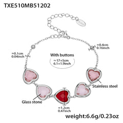18K Gold-Plated Faceted Glass Heart Jewelry