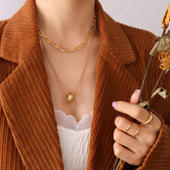 18K Gold-Plated Round Link Layered Necklace