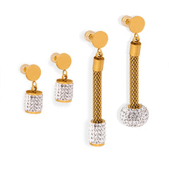 Gold-Tone Heart Stud Geometric Drop Earrings